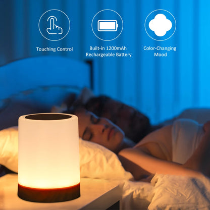 RGB Bedside Lamp | Touch Control | Dimmable | USB Rechargeable | Modern Design