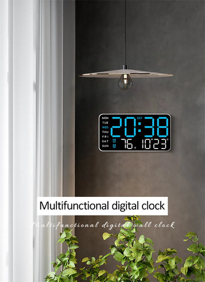 Voice-Activated Digital Wall Clock | Dual Alarms | Temperature Display | Customizable Colors | Bedroom Decor