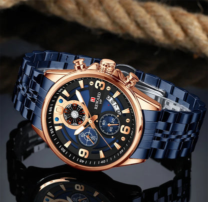 Luxury Men's Chronograph Watch | Stainless Steel | Waterproof | Luminous Display | Stylish Accessory