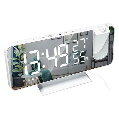 Digital Alarm Clock with Projection | LED Display | FM Radio | Temperature | Humidity | Adjustable Brightness