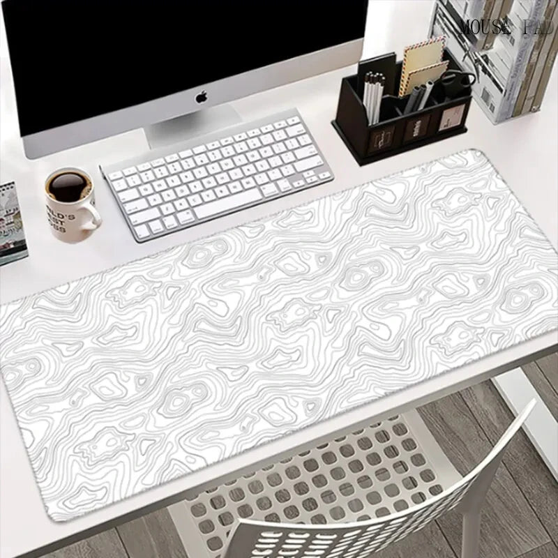 "Large Gaming Mouse Pad – Black and White Mouse Mat with Locking Edge for Gamers & Office Use"