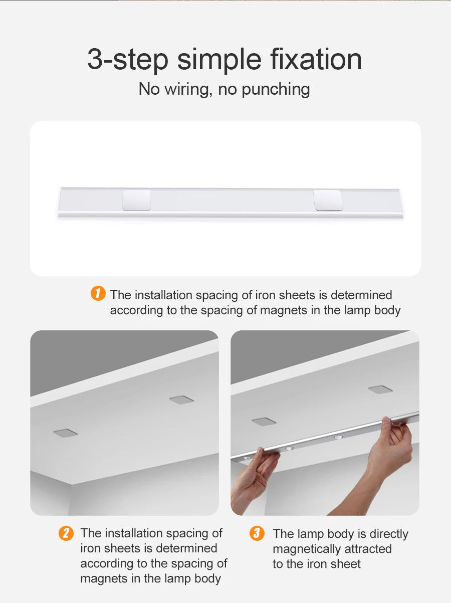 "Smart Motion Sensor LED Under Cabinet Light – USB Rechargeable Kitchen LED Bar"