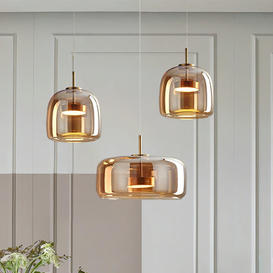 "Glass Pendant Light – Nordic Luxury LED Hanging Lamp for Bedroom & Living Room"