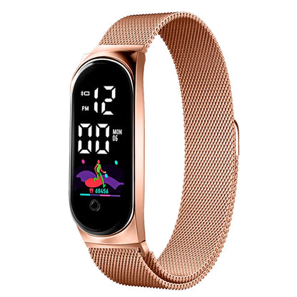 Women's Water-Resistant Watch | Stainless Steel | LED Display | Magnetic Buckle | Stylish Accessory