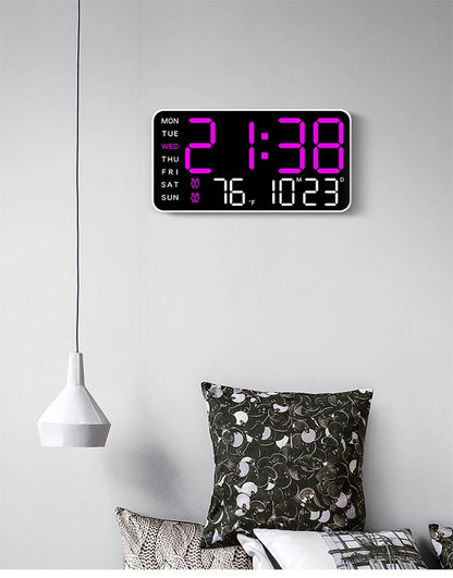 Voice-Activated Digital Wall Clock | Dual Alarms | Temperature Display | Customizable Colors | Bedroom Decor