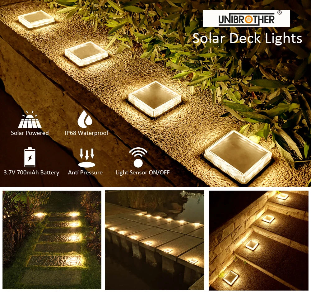 "12-LED Solar Deck Light – Large Solar Panel, Waterproof Outdoor Step Light with Auto ON/Off"