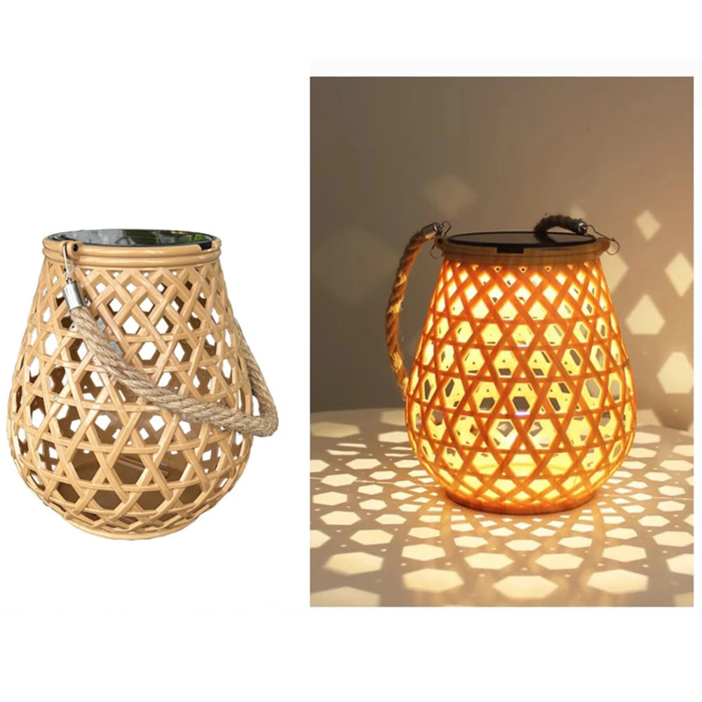 Solar-Powered Bamboo Lantern Lights | Outdoor Lighting | Waterproof | Garden Decor | Patio Lights