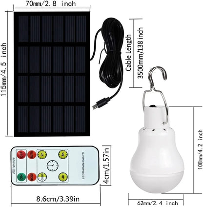 "LED Solar Bulb Light – Waterproof, USB Charged, Portable Emergency Lamp for Indoor & Outdoor Use"