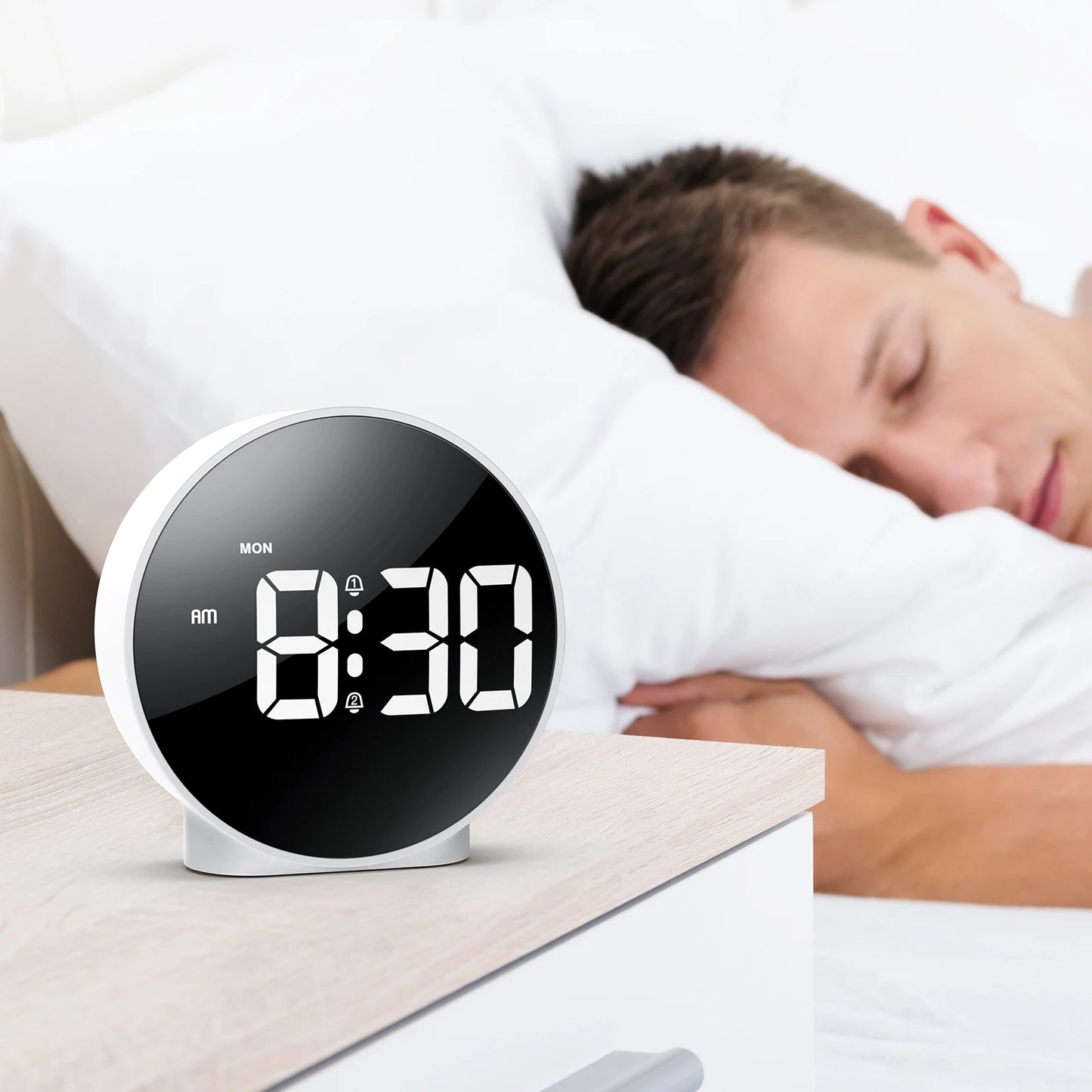 "ORIA Digital Alarm LED Table Clock – USB Snooze Night Light for Home Decor"