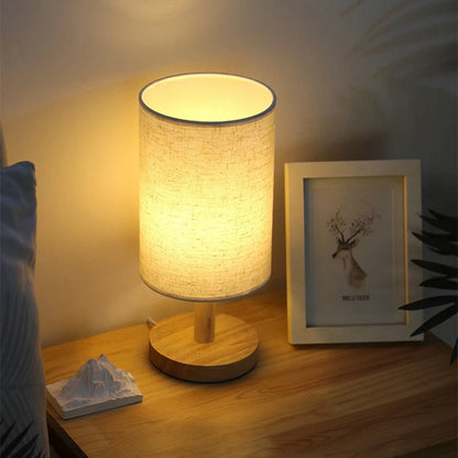 "LED Table Lamp – Chinese Style, Dimmable with Fabric Lampshade, USB Night Light for Bedroom"