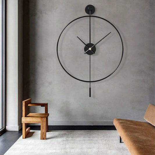 "Simple Large Wall Clock with Pendulum – Nordic Modern Silent Design for Home Decor"