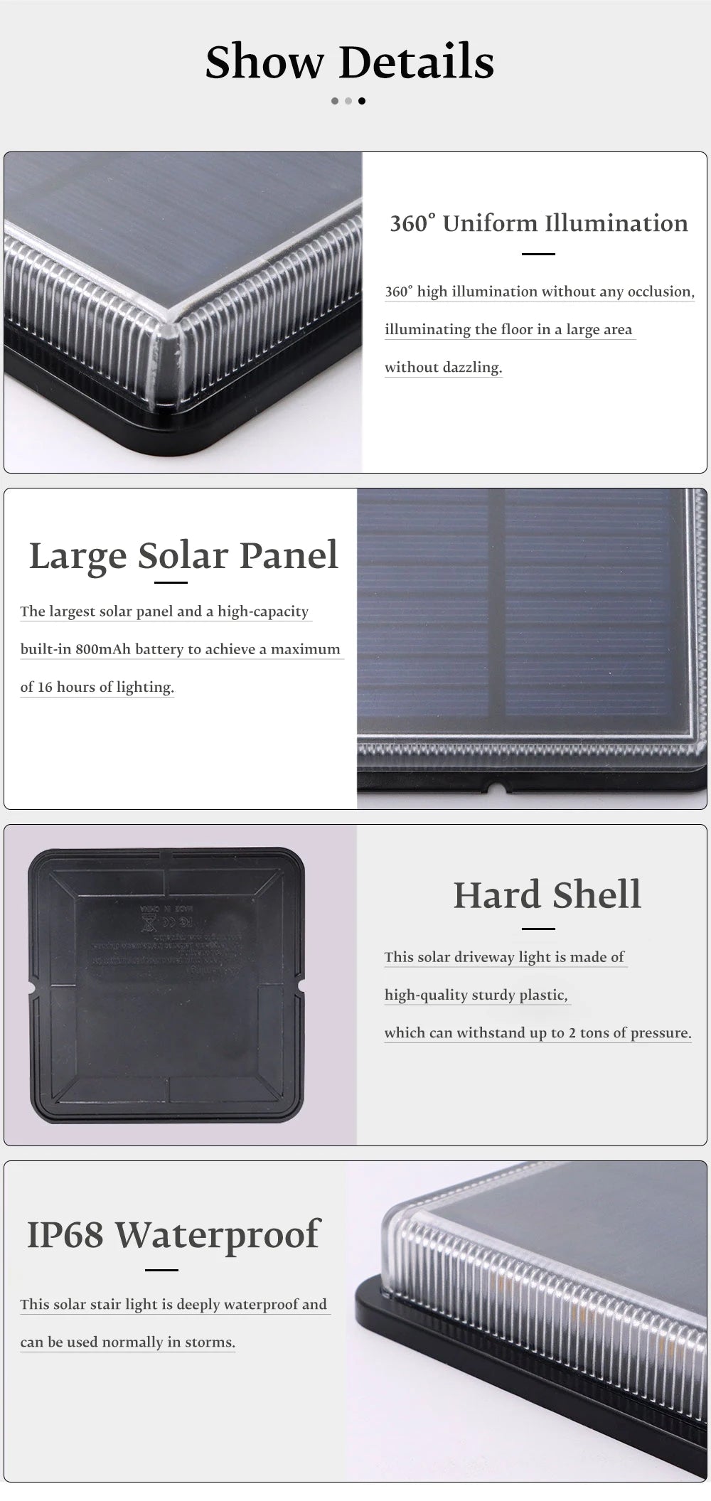 "12-LED Solar Deck Light – Large Solar Panel, Waterproof Outdoor Step Light with Auto ON/Off"