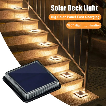 "12-LED Solar Deck Light – Large Solar Panel, Waterproof Outdoor Step Light with Auto ON/Off"