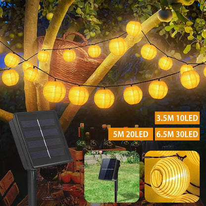 "Solar Lantern String Light Garland – Waterproof Outdoor Solar Lights for Garden & Christmas Decoration"