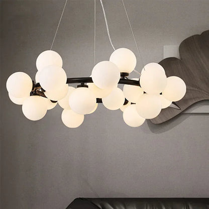 "Nordic Glass Ball LED Chandelier – Modern Pendant Light for Home Decor"