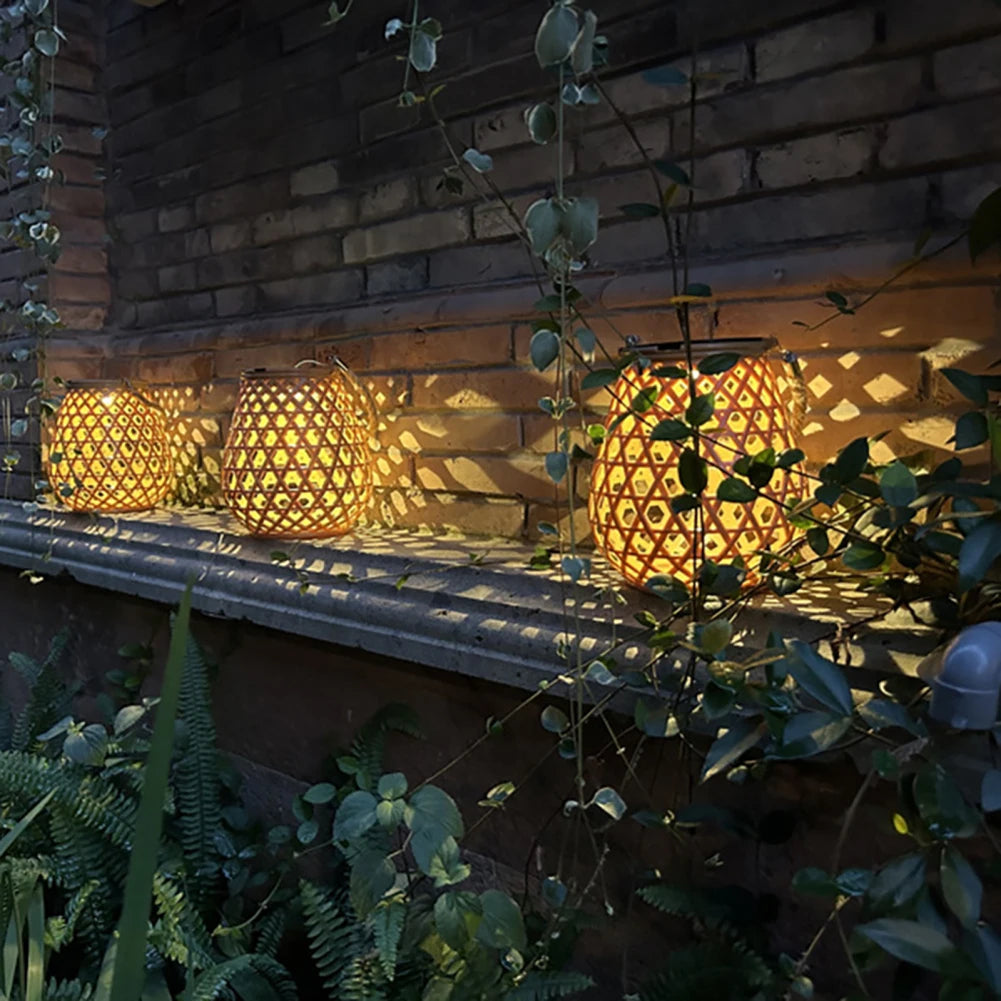 Solar-Powered Bamboo Lantern Lights | Outdoor Lighting | Waterproof | Garden Decor | Patio Lights