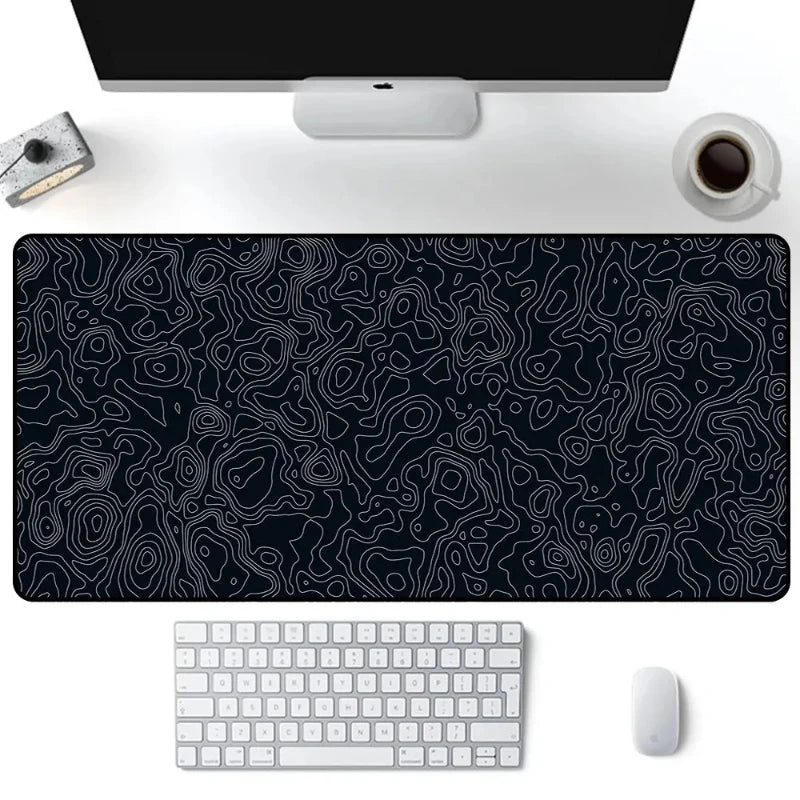 "Large Gaming Mouse Pad – Black and White Mouse Mat with Locking Edge for Gamers & Office Use"