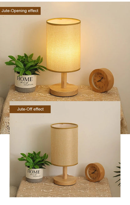 "LED Table Lamp – Chinese Style, Dimmable with Fabric Lampshade, USB Night Light for Bedroom"