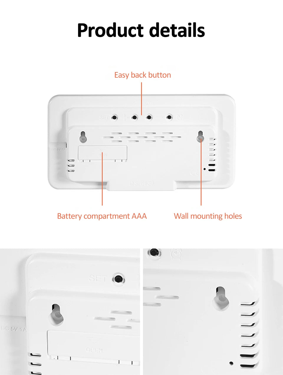 Voice-Activated Digital Wall Clock | Dual Alarms | Temperature Display | Customizable Colors | Bedroom Decor