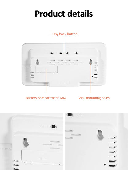 Voice-Activated Digital Wall Clock | Dual Alarms | Temperature Display | Customizable Colors | Bedroom Decor