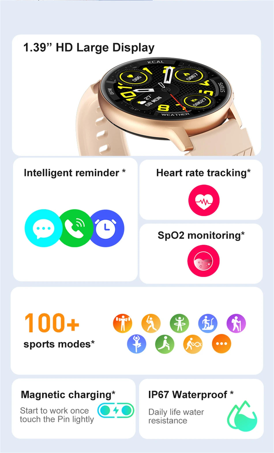 LIGE 2024 Smartwatch | Bluetooth Calling | Heart Rate Monitor | Blood Oxygen | IP68 Waterproof | Fitness Tracker