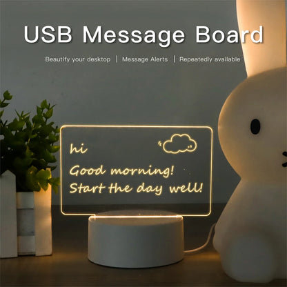 LED Night Light with Message Board | USB Rechargeable | Creative Design | Bedroom Decor | Desk Lamp