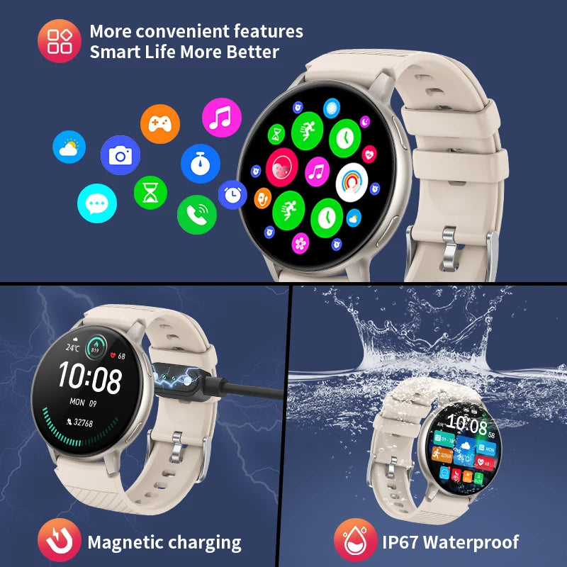 LIGE 2024 Smartwatch | Bluetooth Calling | Heart Rate Monitor | Blood Oxygen | IP68 Waterproof | Fitness Tracker