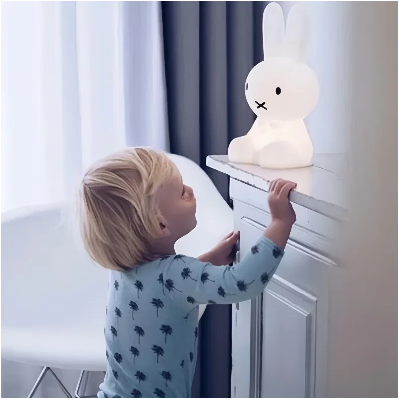 "Creative Rabbit Bears Nightlight – Rechargeable Bedside Lamp for Children’s Bedrooms"