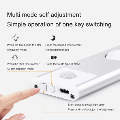 "Smart Motion Sensor LED Under Cabinet Light – USB Rechargeable Kitchen LED Bar"