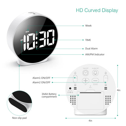 "ORIA Digital Alarm LED Table Clock – USB Snooze Night Light for Home Decor"