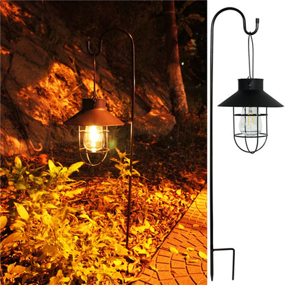 "Retro Hanging Solar Lamp – Waterproof Tungsten Bulb Outdoor Decorative Light for Garden & Patio"