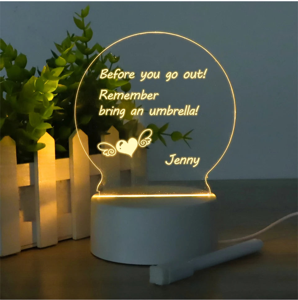 LED Night Light with Message Board | USB Rechargeable | Creative Design | Bedroom Decor | Desk Lamp