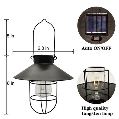 "Retro Hanging Solar Lamp – Waterproof Tungsten Bulb Outdoor Decorative Light for Garden & Patio"