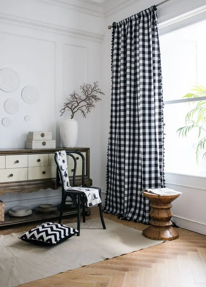 Buffalo Check Curtains | Living Room Curtains | Bedroom Curtains | Farmhouse Decor | Semi-Sheer Curtains