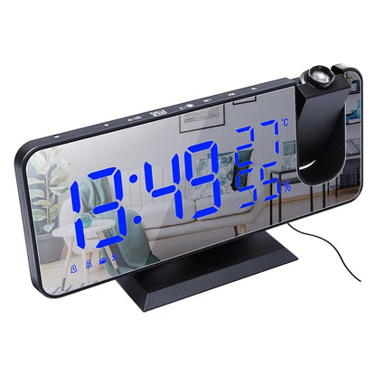 Digital Alarm Clock with Projection | LED Display | FM Radio | Temperature | Humidity | Adjustable Brightness