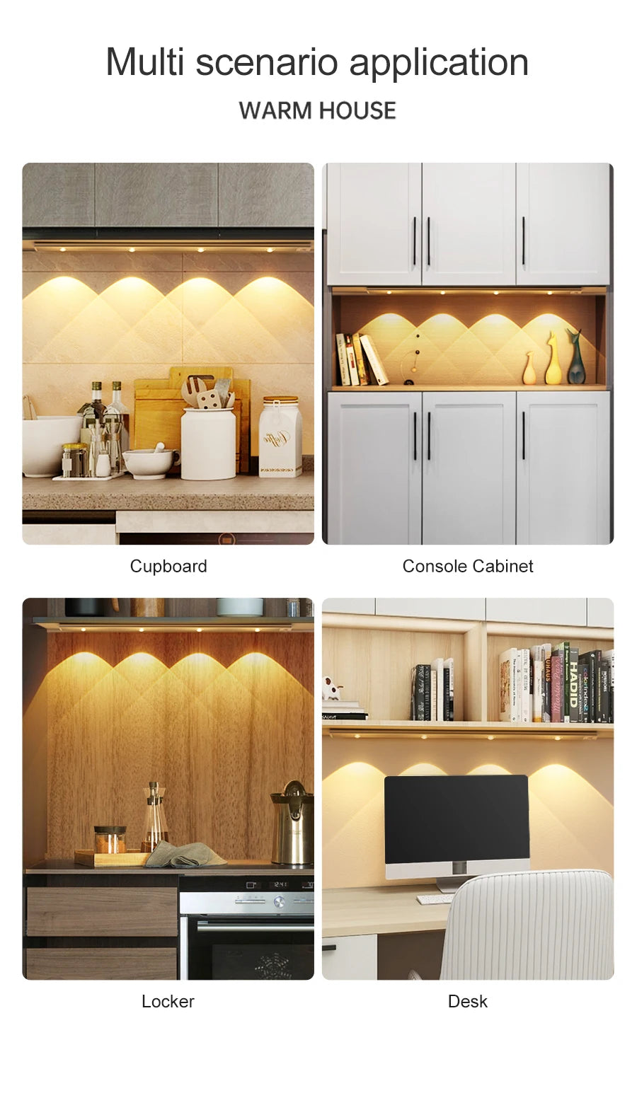 "Smart Motion Sensor LED Under Cabinet Light – USB Rechargeable Kitchen LED Bar"