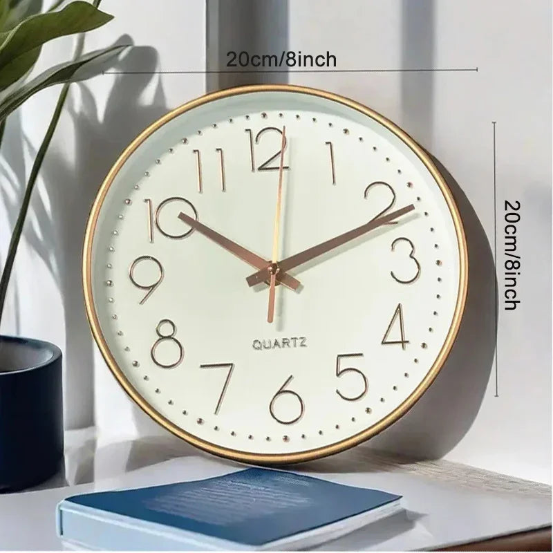 "8-Inch Silent Wall Clock – Modern Non-Ticking Battery-Operated Decorative Clock"