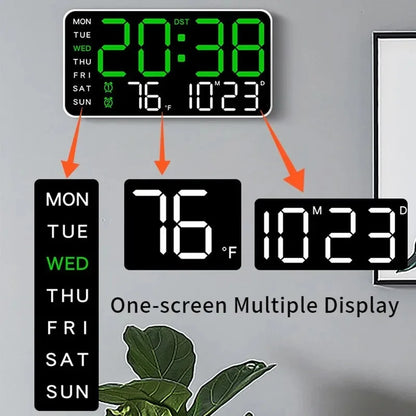 Voice-Activated Digital Wall Clock | Dual Alarms | Temperature Display | Customizable Colors | Bedroom Decor