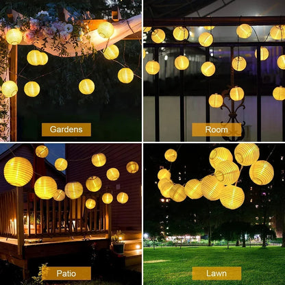 "Solar Lantern String Light Garland – Waterproof Outdoor Solar Lights for Garden & Christmas Decoration"