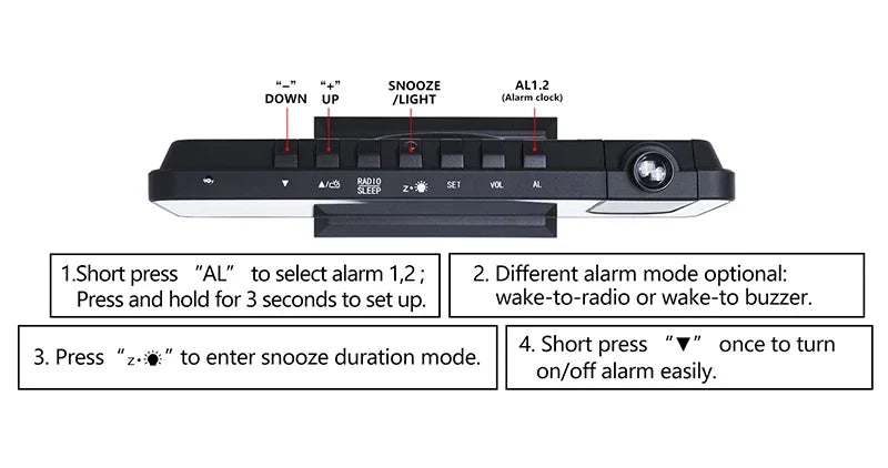 Digital Alarm Clock with Projection | LED Display | FM Radio | Temperature | Humidity | Adjustable Brightness