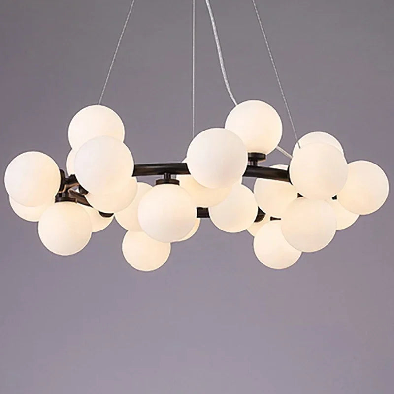 "Nordic Glass Ball LED Chandelier – Modern Pendant Light for Home Decor"