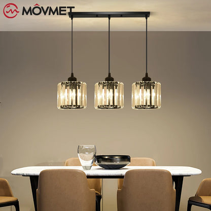 "Crystal LED Pendant Lamp – Gold Glass Chandelier for Dining Room & Living Spaces"