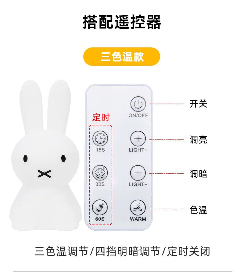 "Creative Rabbit Bears Nightlight – Rechargeable Bedside Lamp for Children’s Bedrooms"