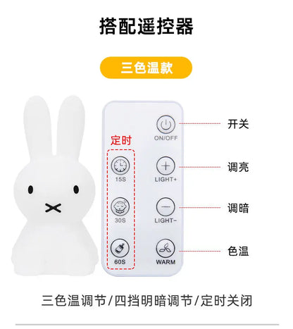 "Creative Rabbit Bears Nightlight – Rechargeable Bedside Lamp for Children’s Bedrooms"