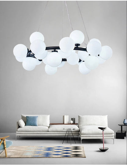 "Nordic Glass Ball LED Chandelier – Modern Pendant Light for Home Decor"