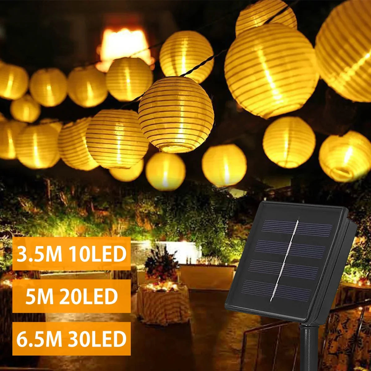 "Solar Lantern String Light Garland – Waterproof Outdoor Solar Lights for Garden & Christmas Decoration"