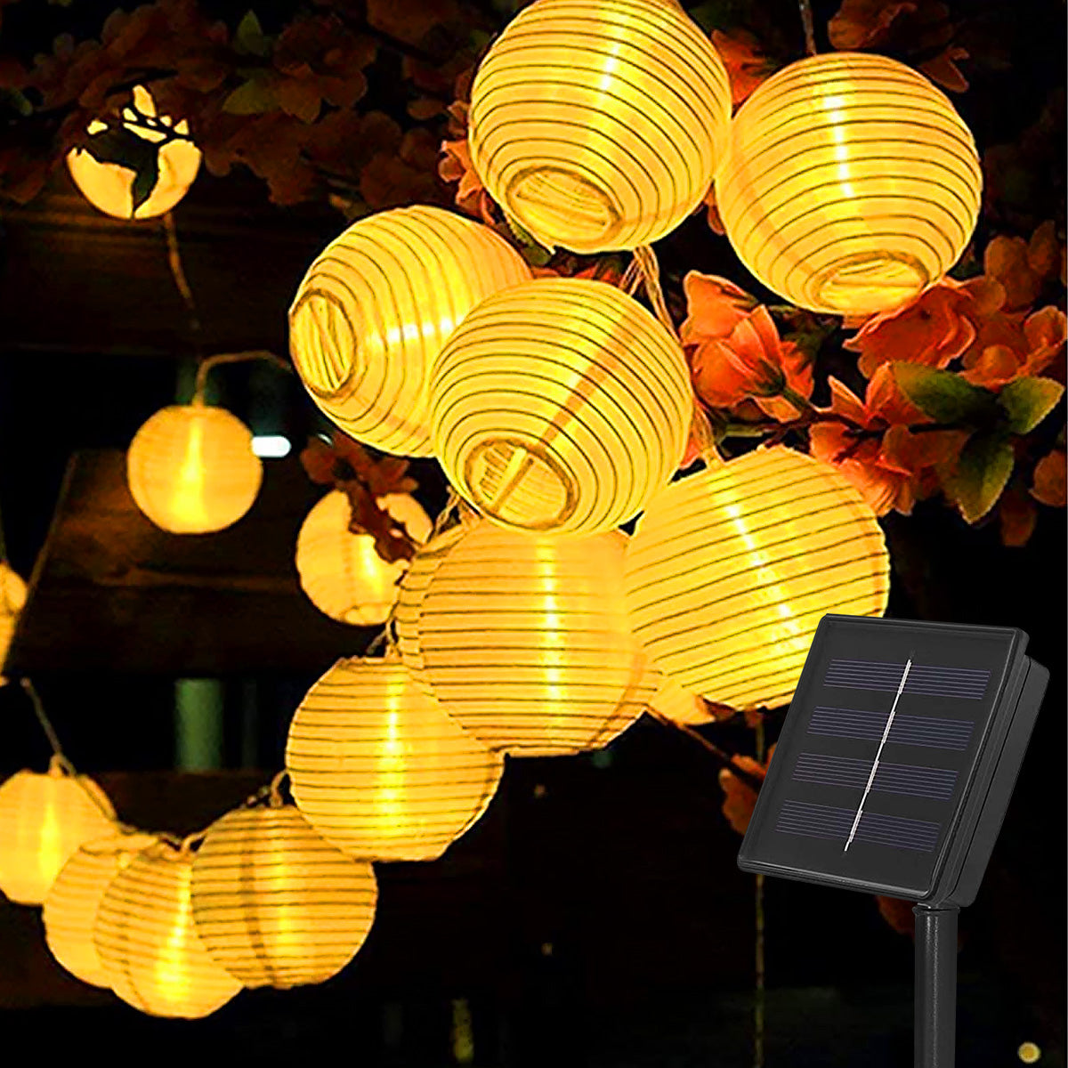 "Solar Lantern String Light Garland – Waterproof Outdoor Solar Lights for Garden & Christmas Decoration"