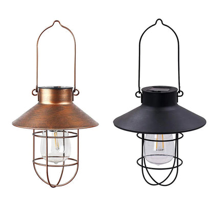 "Retro Hanging Solar Lamp – Waterproof Tungsten Bulb Outdoor Decorative Light for Garden & Patio"