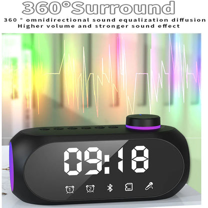 Multifunctional Bluetooth Speaker | 360° Surround Sound | RGB Lighting | Alarm Clock | FM Radio