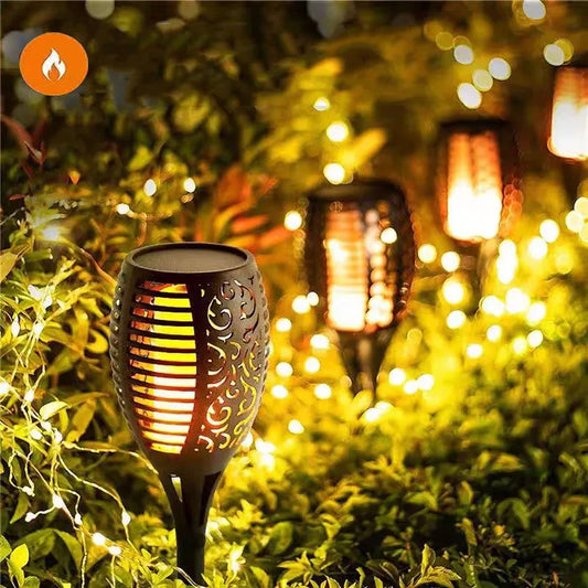 Solar-Powered LED Torch Lights | Outdoor Lighting | Waterproof | Realistic Flame Effect | Garden Decor